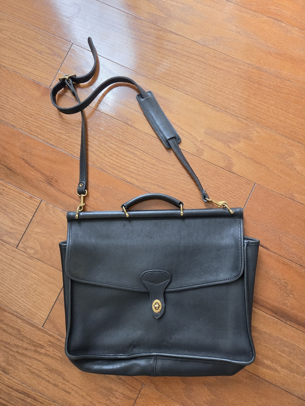 Vintage Jack Georges 1990's Black Leather Briefcase University Collection Laptop